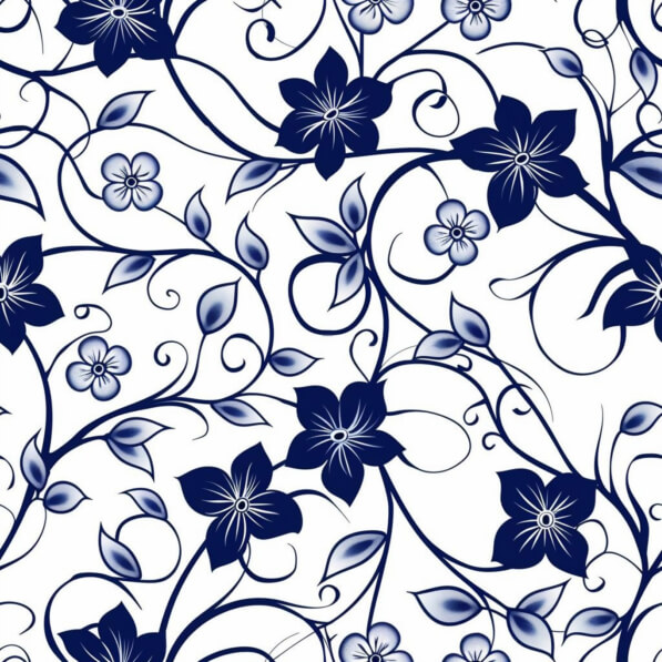 Download Blue and White Floral Pattern Patterns Online - Creative Fabrica