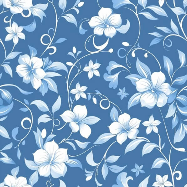 Download Blue Floral Pattern with White Flowers and Leaves Patterns ...