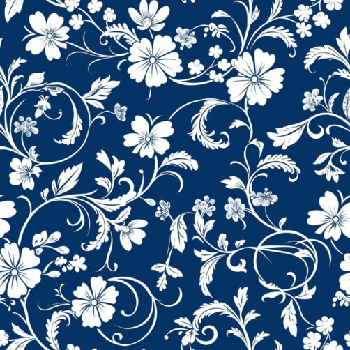 Download Blue Background with White Floral Patterns and Swirls Patterns ...