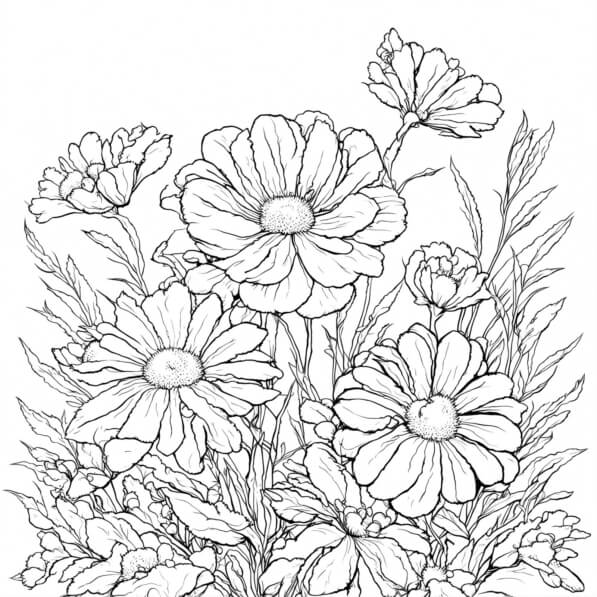 Download Black and White Flower Coloring Page Coloring pages Online ...
