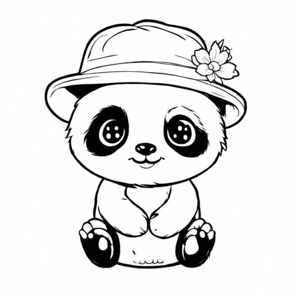 Download Adorable Panda Bear Coloring Page with Floral Pattern Coloring ...