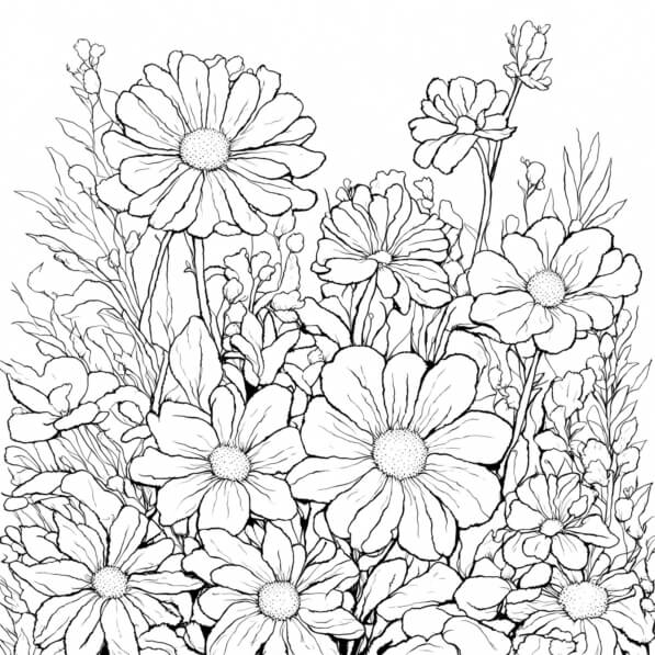 Download Black and White Flower Garden Coloring Page Coloring pages ...
