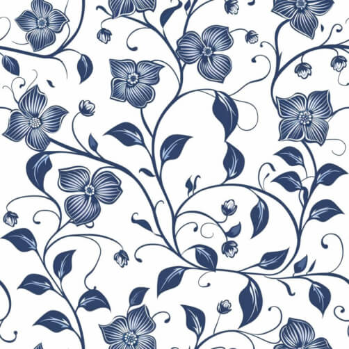 Download Blue Background with White Floral Patterns and Swirls Patterns ...