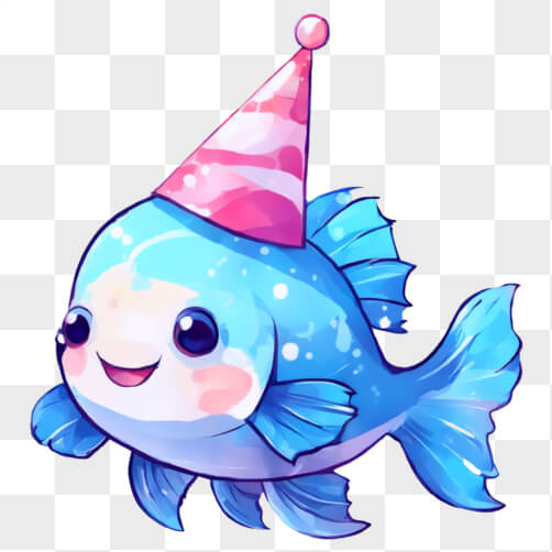 Kawaii Blue Fish with Birthday Hat Patterns Kawaii Blue Fish with Birthday Hat Patterns thumbnail