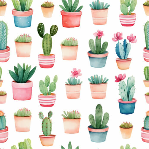 Download Seamless Pattern of Potted Cactus Plants Patterns Online ...