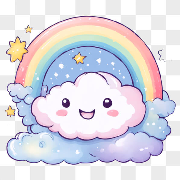 Télécharger Nuage Kawaii avec des arcs-en-ciel et des étoiles Kawaii En ...