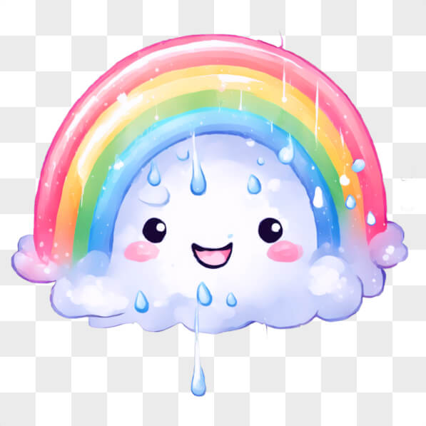 Télécharger Nuage arc-en-ciel de dessin animé Kawaii avec des gouttes ...