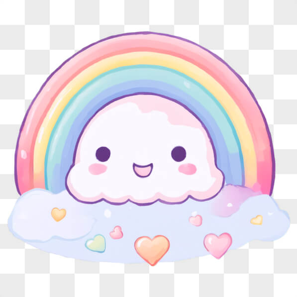 Télécharger Nuage de dessin animé Kawaii avec des cœurs et des arc-en ...