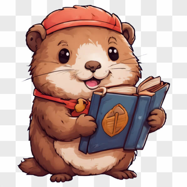 Download Kawaii Cartoon Beaver Reading Illustrated Book Kawaii Online ...