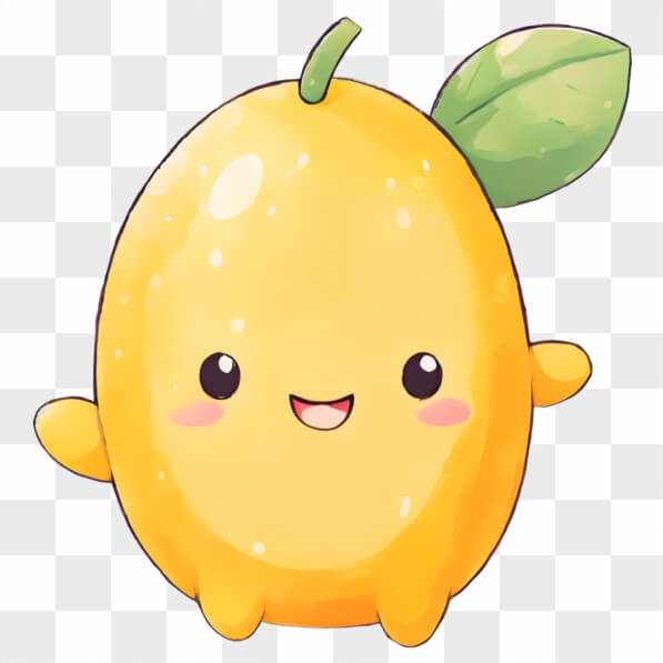 Download Kawaii Lemon with Green Leaves Kawaii Online - Creative Fabrica