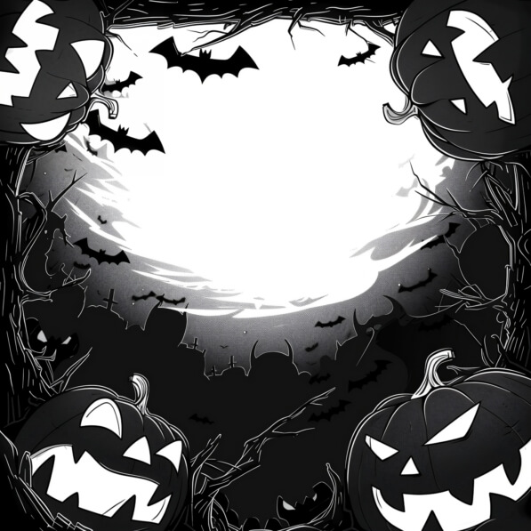 Download Black and White Halloween Background with Pumpkins and Bats ...