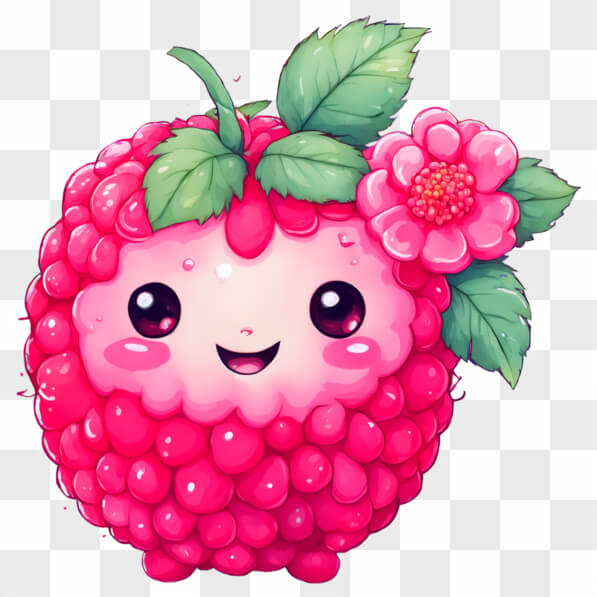Transparent Kawaii Raspberry Download Kawaii Pink Raspberry with Flowers Kawaii Online - Creative ...