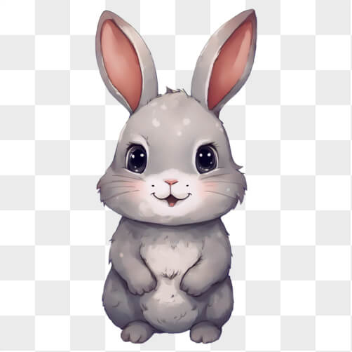 Kawaii Grey Bunny Illustration Hintergründe thumbnail
