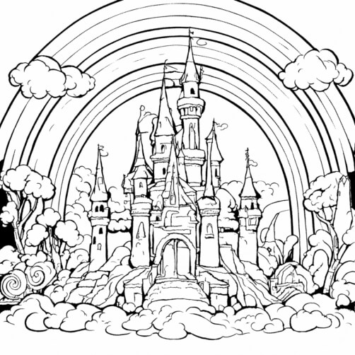 Download Disney Castle Coloring Page: Cinderella's Castle and Rainbow ...