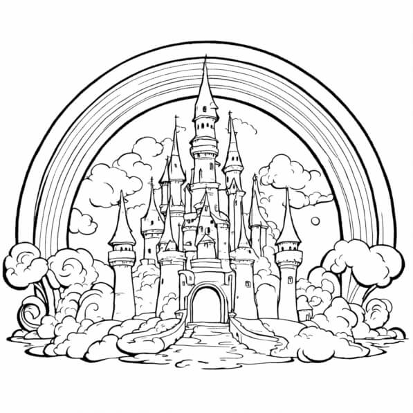 Download Castle in the Sky Coloring Page with Princesses Coloring pages ...