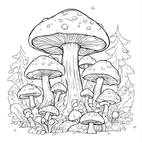Download Mushroom Forest Coloring Page Coloring pages Online - Creative ...