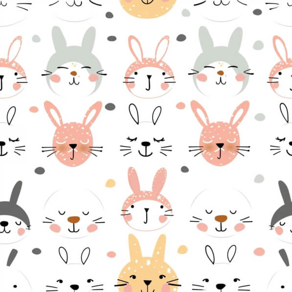 Rabbit Face Pattern Examples Download Colorful Bunny Face Pattern for Kids Rooms and Playrooms ...