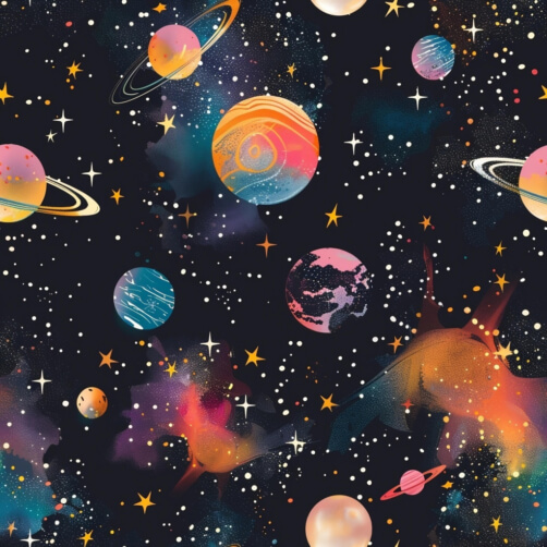 Download Seamless Space Pattern with Planets, Stars, and Spaceships ...