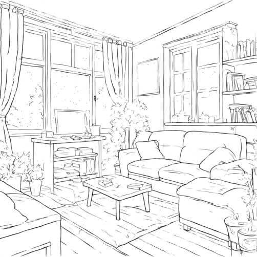 Cozy Living Room with Furniture and Window Cozy Living Room with Furniture and Window thumbnail