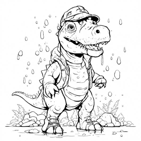 Download Coloring Page: T-Rex in the Rain Coloring pages Online ...