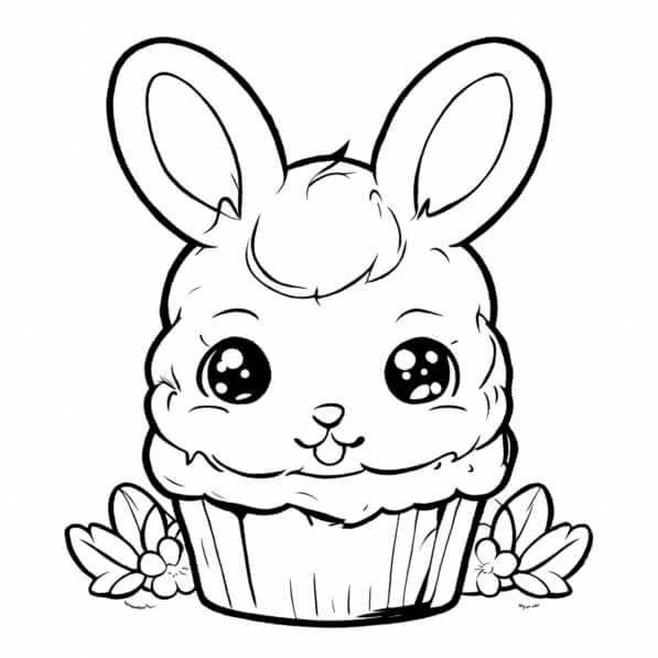 Download Bunny Cupcake Coloring Page Coloring pages Online Creative