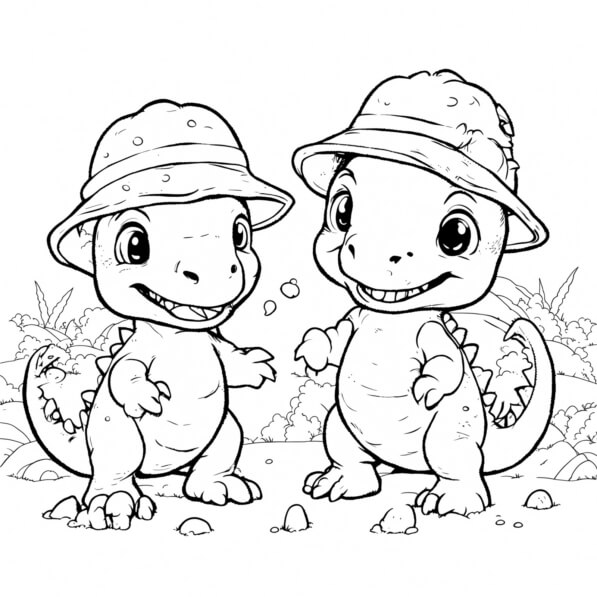 Download Dinosaurs in Hats Coloring Pages Coloring pages Online