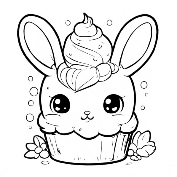 Download Bunny Cupcake Coloring Page Coloring pages Online - Creative ...