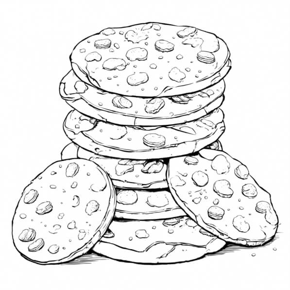 Download Stack of Cookies Drawing Coloring pages Online - Creative Fabrica