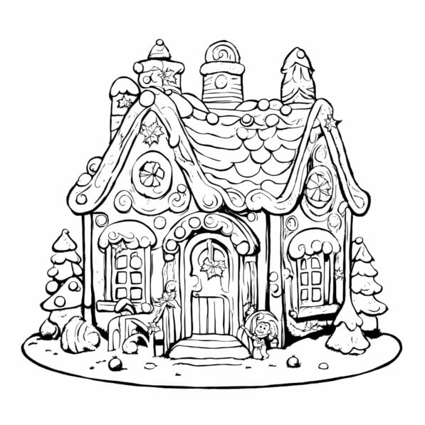 Download Gingerbread House Coloring Page Coloring pages Online