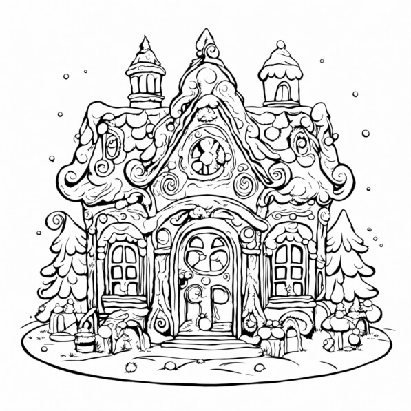 Download Gingerbread House Coloring Page Coloring pages Online