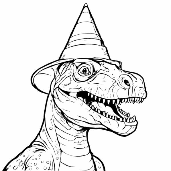 Download T-rex Coloring Page with Halloween Hat Coloring pages Online ...