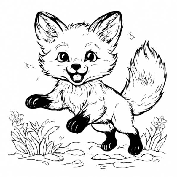 Download Baby Fox Running in Grass - Coloring Page Coloring pages ...