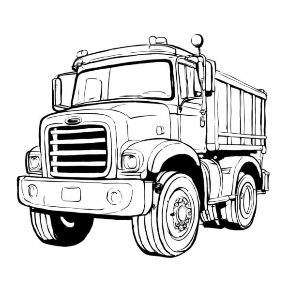 Download Black and White Dump Truck Drawing Coloring pages Online ...