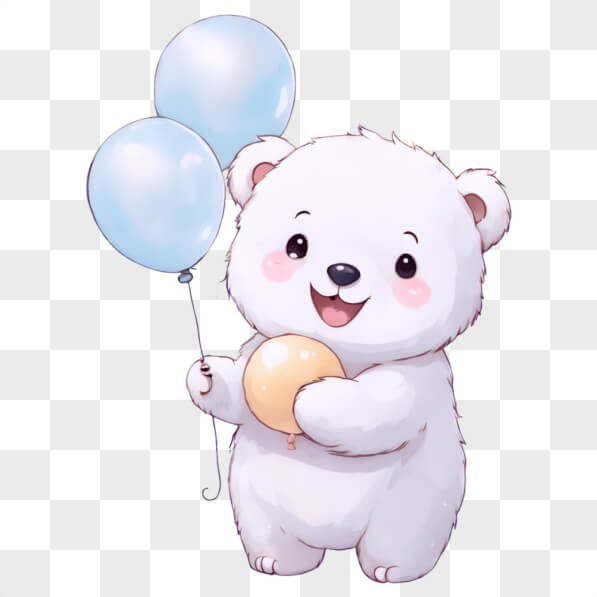 Download Kawaii Polar Bear Holding Balloons Kawaii Online - Creative ...