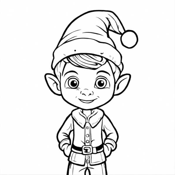 Download Festive Elf Coloring Page Coloring pages Online Creative Fabrica