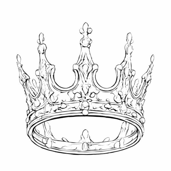 Download Educational Crown Drawing with Word 'King' Coloring pages ...