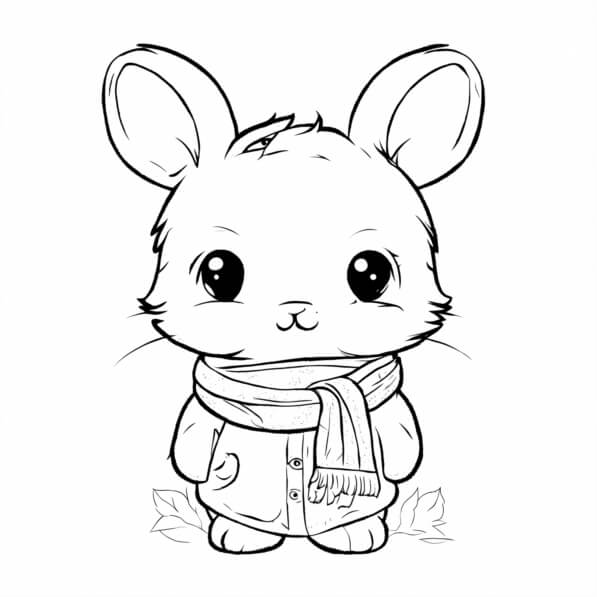 Download Autumn Bunny Rabbit in Seasonal Attire Coloring pages Online ...