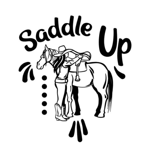 Download Woman Hugging Horse with 'Saddle Up' Phrase Quotes Online