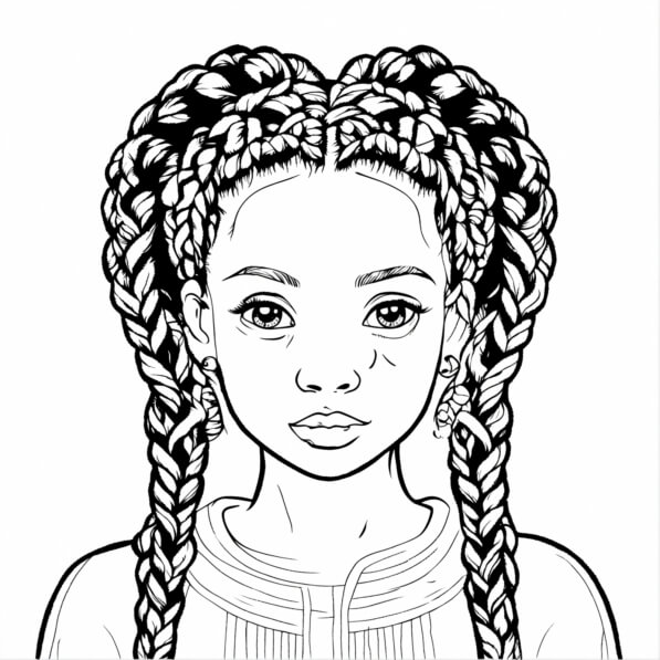 Download Black and White Girl Coloring Page for Kids Coloring pages