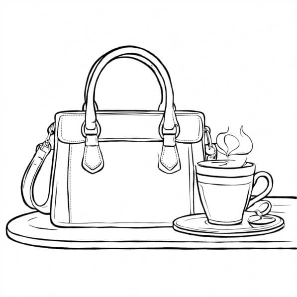 Lot De 4 Tasses à Café Céramique – Forme Sac à Main – Thème Mariage / 4th July – Neuf