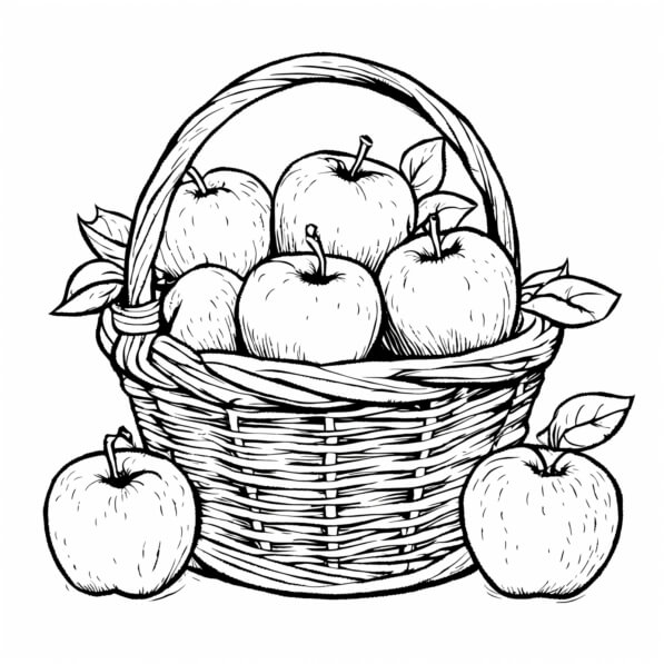 Download Basket of Apples for Educational Coloring Coloring pages ...