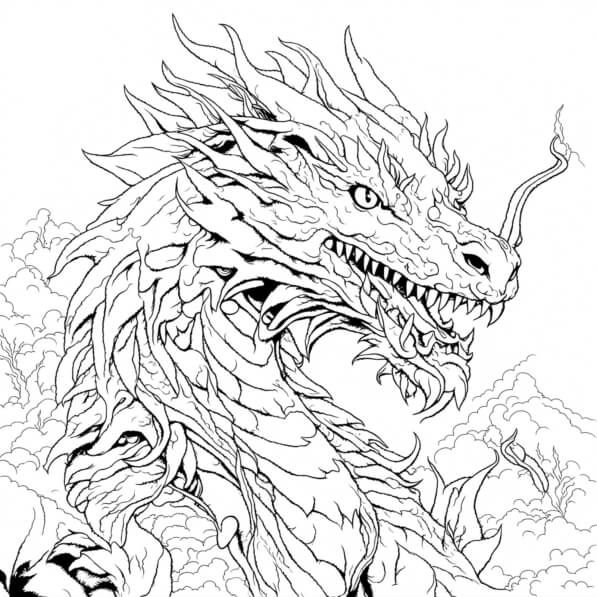 Download Dragon Coloring Page for Adults Coloring pages Online