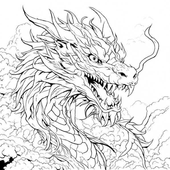 Download Dragon Head Coloring Page Coloring pages Online Creative Fabrica