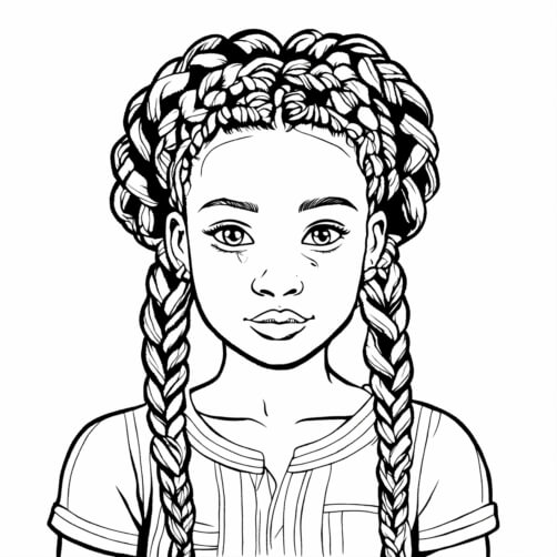 Educational Coloring Page: Girl with Braided Hair Cartoons Educational Coloring Page: Girl with Braided Hair Cartoons thumbnail