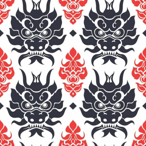 Download Red and White Dragon Head Pattern Patterns Online - Creative ...