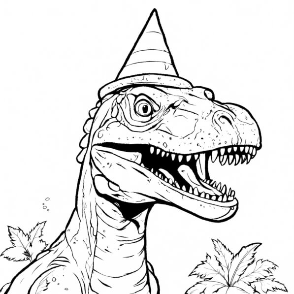 Download Happy Birthday T-Rex Coloring Page Coloring pages Online - Creative Fabrica