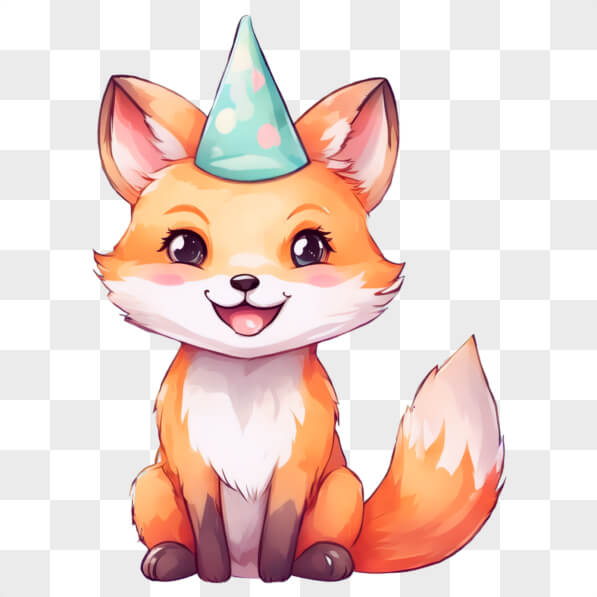Descarga Zorro Kawaii con Sombrero de Fiesta de Cumpleaños Kawaii En ...