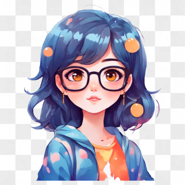 Download Kawaii Anime Girl with Blue Hair and Glasses Kawaii Online ...