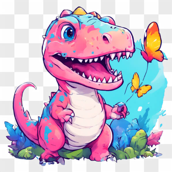 Descarga T-rex Rosa Kawaii con Mariposa en Plantas y Flores Kawaii En ...