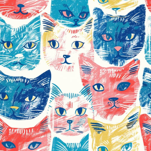 Download Seamless Black and White Cat Pattern with Red Sunglasses ...